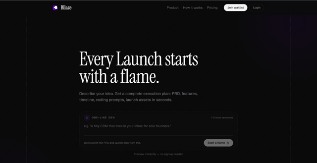 Bllaze - AI-Native Product Management project screenshot
